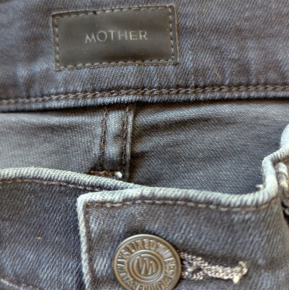 Mother Hustler Fray Jeans Sz‎ 27 Night in Paris Dark Blue Denim Raw Hem Flare - Picture 12 of 14